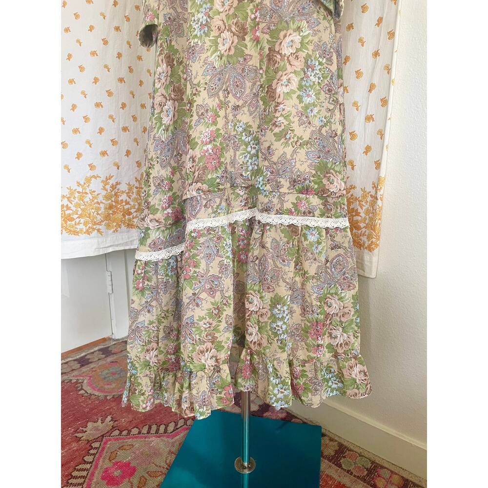 Rare 70s Gunne Sax Lace Hood Floral Prairie Maxi Dress Size 9 - Picture 7 of 14